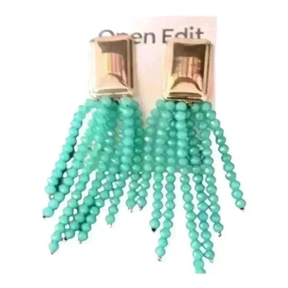 Women's gold beaded tassel earrings - Picture 1 of 2